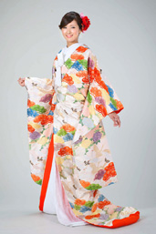 【I1006】薄桃色唐織松に鶴の正面画像