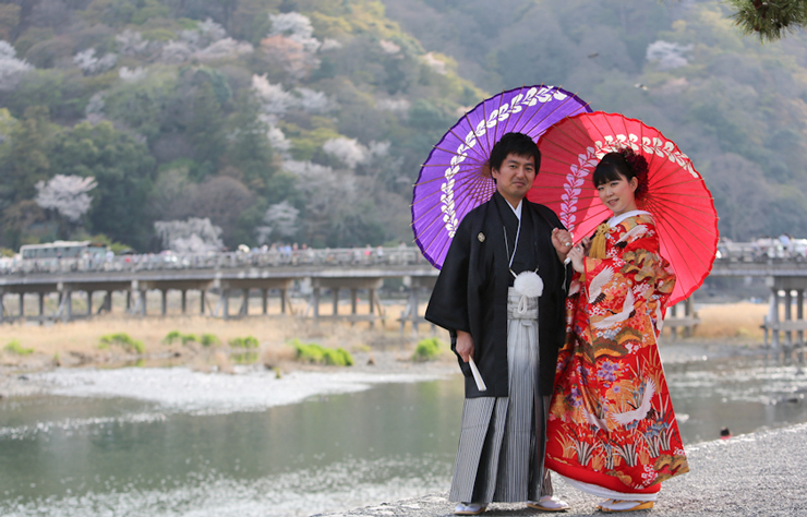 京都前撮り　前撮り　色打掛　赤菖蒲に鶴　前撮りブログ