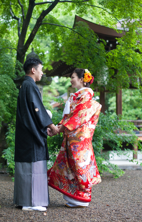 色打掛　I1027　赤菖蒲に鶴　結婚式の衣装　和婚ブログ　打掛　